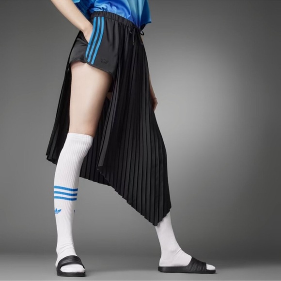 adidas Dresses & Skirts - NWT Adidas Blue Version Black Pleated Skirt with Blue 3 Stripes details sz M